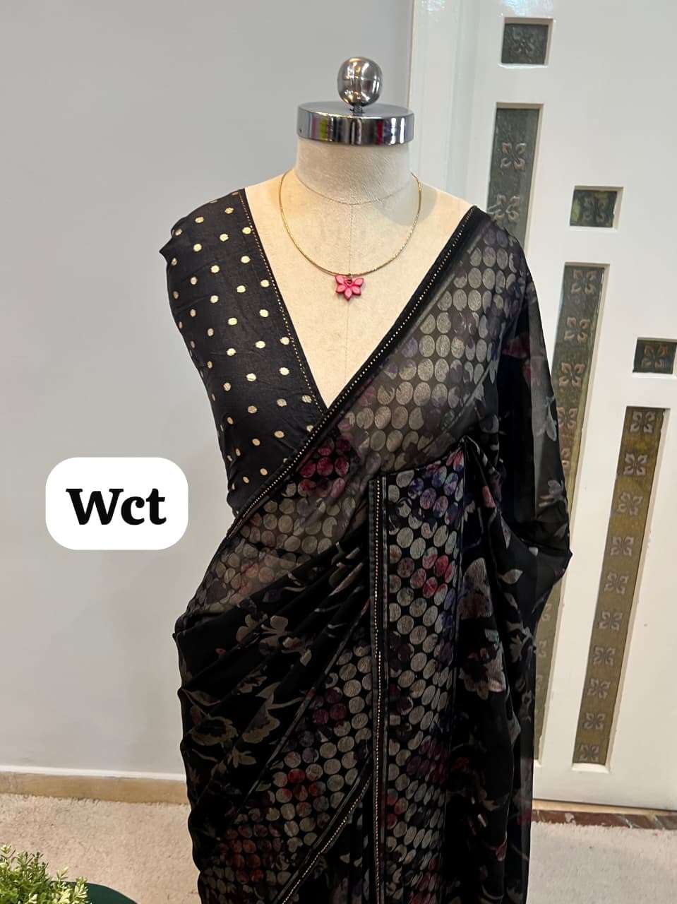 Boutique collection Designed Pure georgette fancy fabric with flower print on saree best rate anjali 